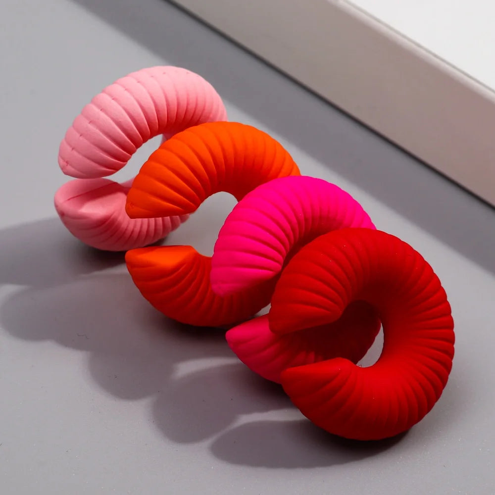 New Thread Ear Clips Fashion Jewelry Vintage Earrings C-shaped Candy Color Sweet Girl No Earholes Acrylic Frosted Cuff Earring