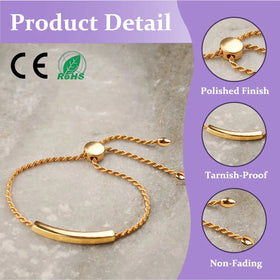 Versatile Cross Border Women's Stainless Steel 18K Gold Plated Hand Colorless Low Allergy Chain Hollow Tube Engraved Bracelet