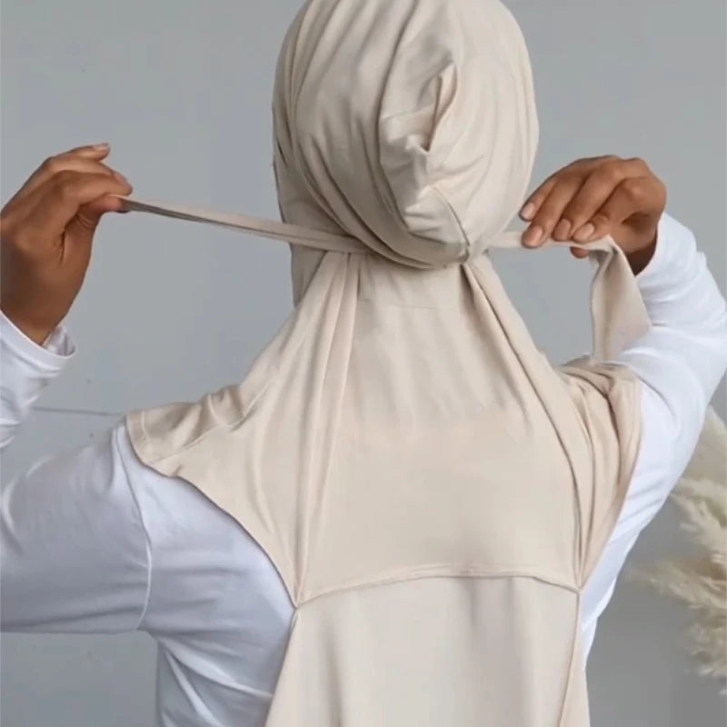 Customization Tie Back Inner Hijab Stitch With Plain Chiffon Customized Designs Scarf for Women Ladies Neck Cover One Set Hijab