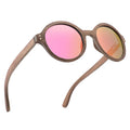 Dropshipping Customized Logo Men Women Lightweight UV400 Protection Round Sun Glasses Skateboard Polarized Wooden Sunglasses