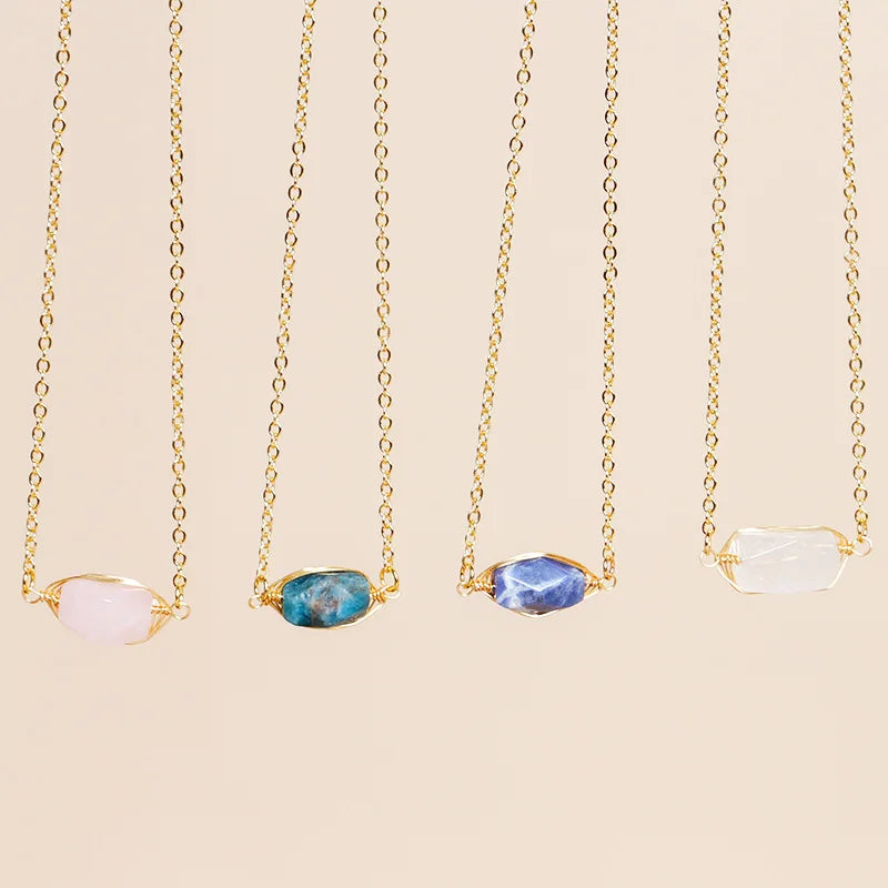 Fashion Handmade Mixed Multi Color Change Mood Stone Pendant Drop Necklace