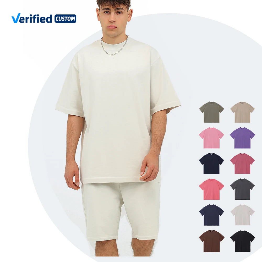 High Quality Cotton Vintage Terry Towel Shirt for Men Oversized Drop Shoulder Printed Jersey Blank Design T-Shirt