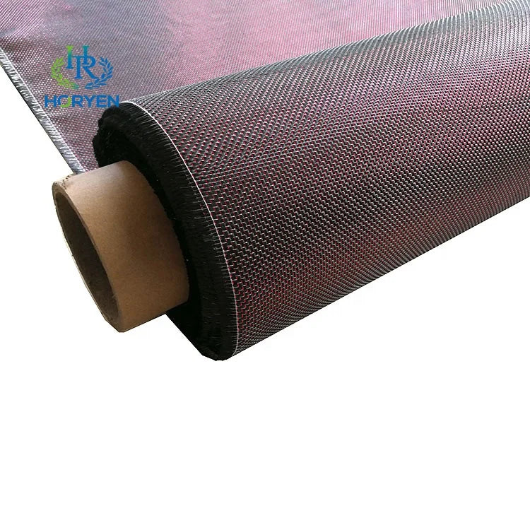 Decorative Use the Fiber with Metallic Luster Cloth Custom Red Reflection Carbon Fiber Fabric