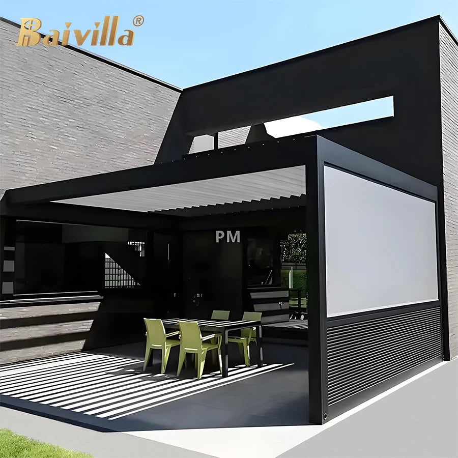 Factory Arches Arbours Pergolas Bridge Motorized Electric Folding Louvered Roof Bioclimatic Retractable Balcony Pergola Pavilion