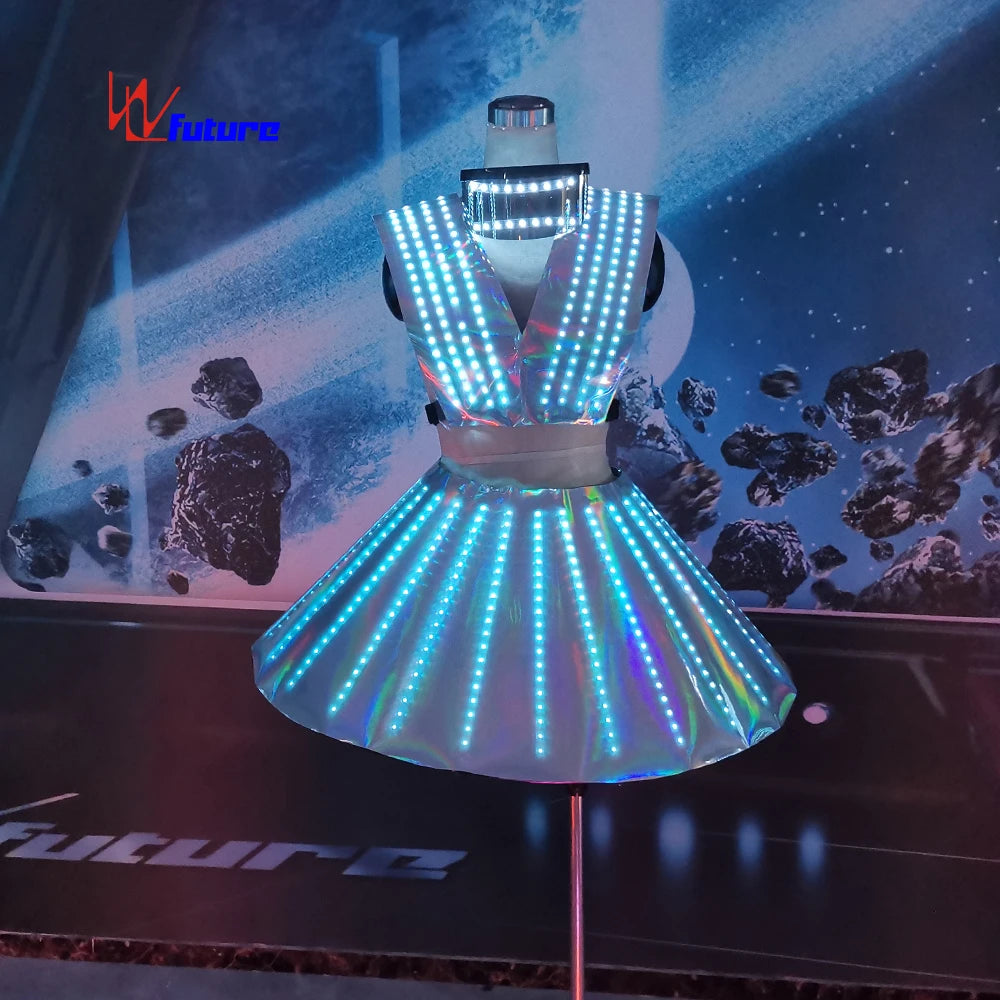 Smart LED Pixel Dress Women Costume Fashion LED Light Clothes Dance Performance Wear
