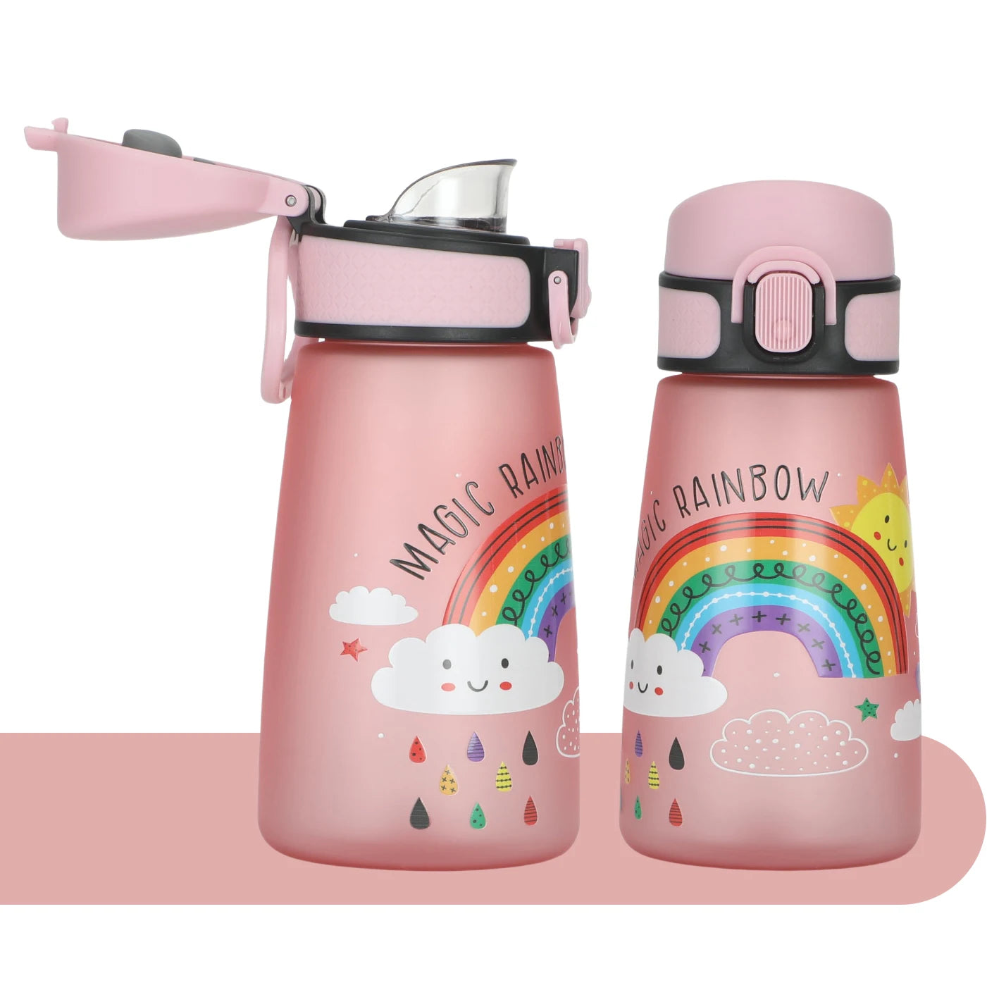 Wholesale Custom Rainbow Printing 350ml Water Bottle Bounce Lid Plastics BPA-Free Children's Water Bottles