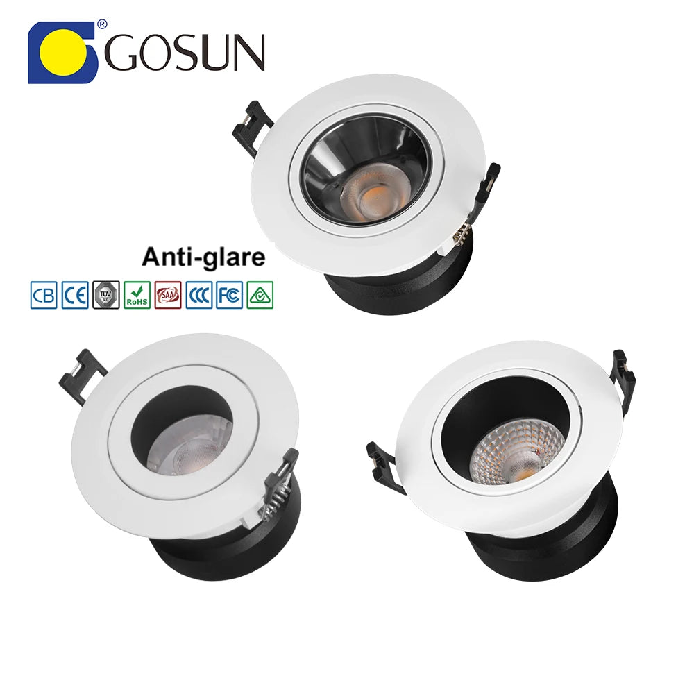 IP54 10W Ultra Anti-Glare 2-Way Rotatable Recessed Smart Dimmable RGBCW COB LED CRI90 Modern Aluminum Ceiling Spotlight for Home