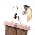 Astrid 23 CM Pink Luxury Wood Storage Holders Custom Logo Wig Bag Hair Extension Hanger Space Saving Single Tier Salon Wardrobe