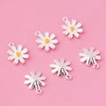 8mm Tiny 925 Sterling Silver Enamel White Daisy Charm for DIY Jewelry Making Supplies