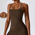 SHINBENE Beauty Back Yoga Vest Women's Deep U Neck Spaghetti Thin Straps Tank Top Padded Workout Top