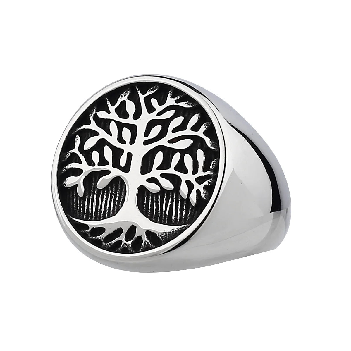 Chunky Retro Viking Ring Lucky Tree of Life Antioxidant Titanium Steel Soldier Ring Men Size 7-13 Male Fashion Rings Gift