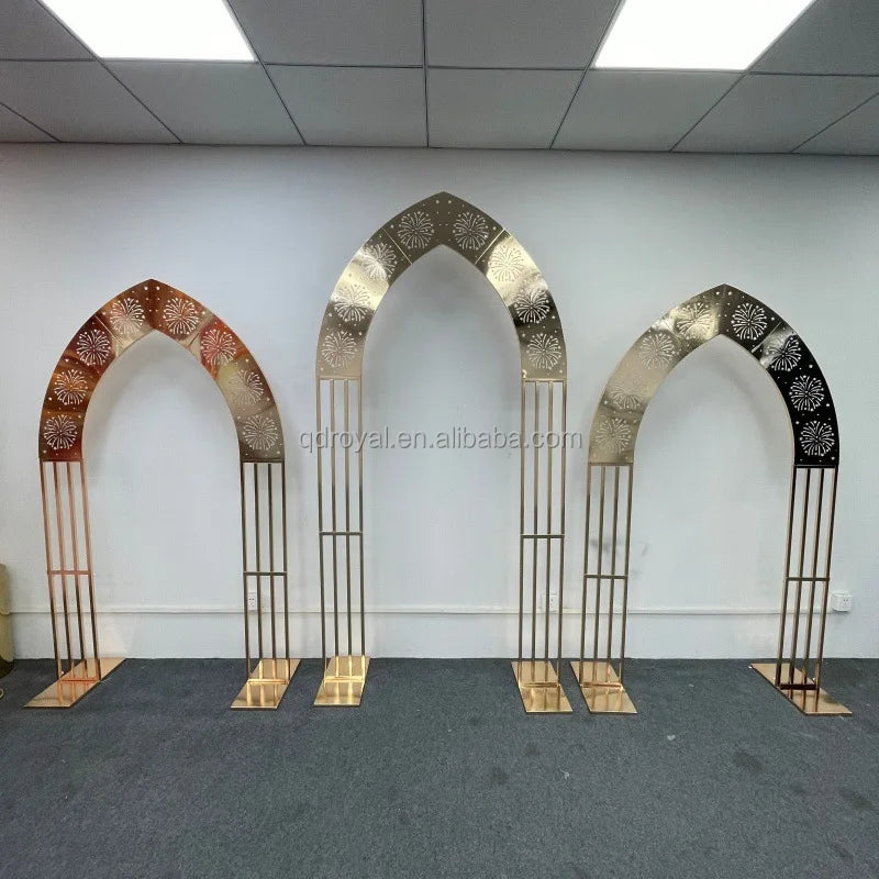 Gold Metal Square Flower Arch Stand Wedding Decorations Background Banquet Hall Interior Decorative Item Wedding Arch Backdrop