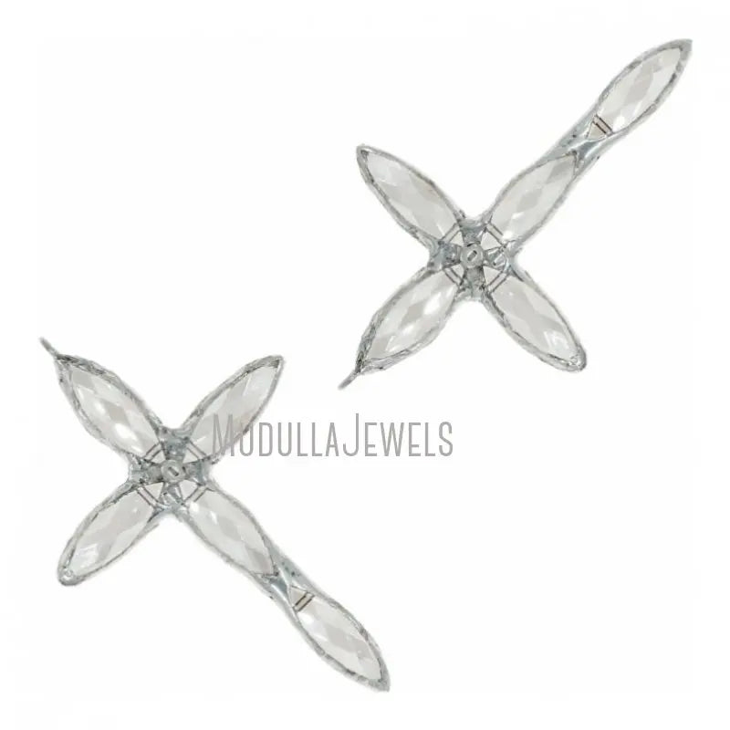 PM35907 Soldered Jewelry Clear Glass Crystal Cross Crucifix Pendant DIY Charms for Necklace Making Jesus Christian Wholesale