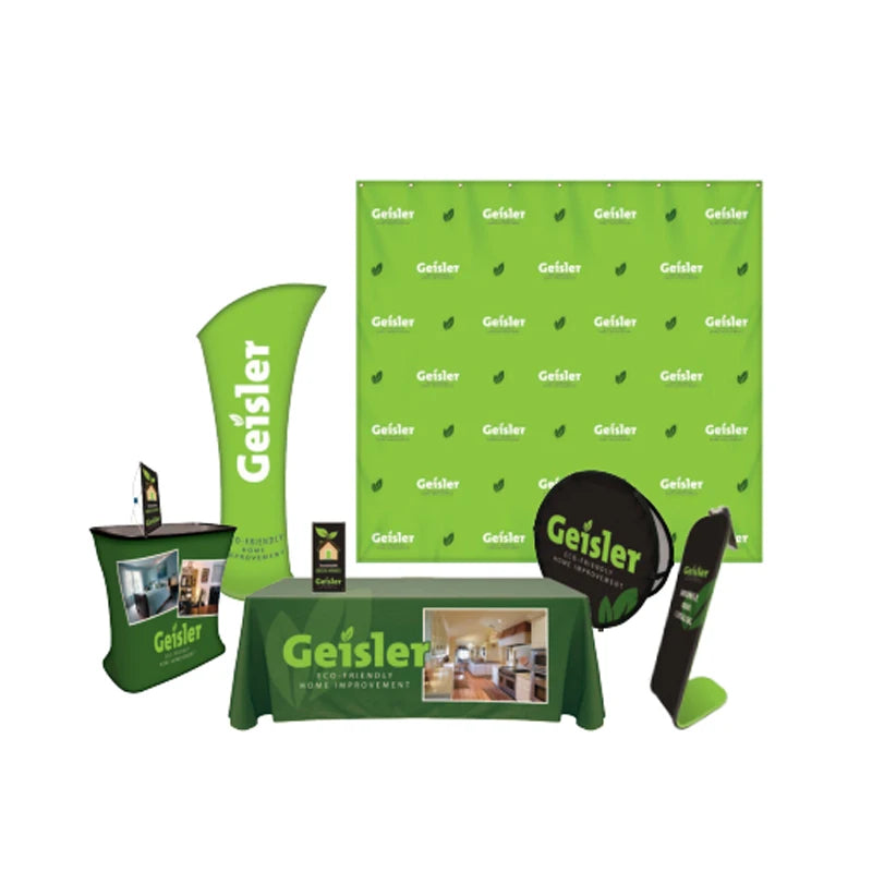 Trade Show Back Wall Backdrop Graphic Exhibition Tube System Table Cover Pop up Banner Happy Birthday Decoration