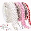 Fashion 3mm Pearl Rhinestone Ribbon Self-Adhesive Crystal AB Rhinestone Applique Roll for Nail Art Garment Shoes Decoration
