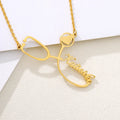 HOVANCI Fashion Design Gold Plated Stainless Steel Stethoscope Necklace Letter Heart Stethoscope Pendant Necklace for Girl
