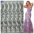 YX566 Best Quality Eco-Friendly Breathable Polyester/Metallic Heavyweight Christmas Tulle Lace Sequin Fabric Wedding Nigerian