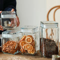 Household Square Glass Storage Jar Japanese Kitchen With Lid Coffee Bean Bottle Miscellaneous Grain Tea Sealed Jar