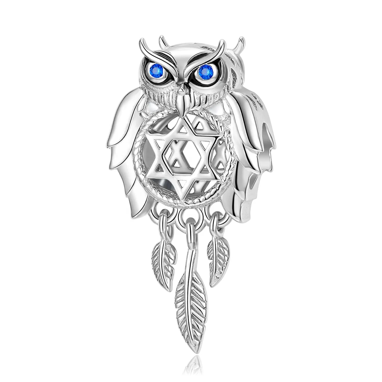 Owl Pentagram Dream Catcher Silver Charms 925 Sterling CZ Beads for Women Fine Jewelry Charm Bracelets Customized logo Bead
