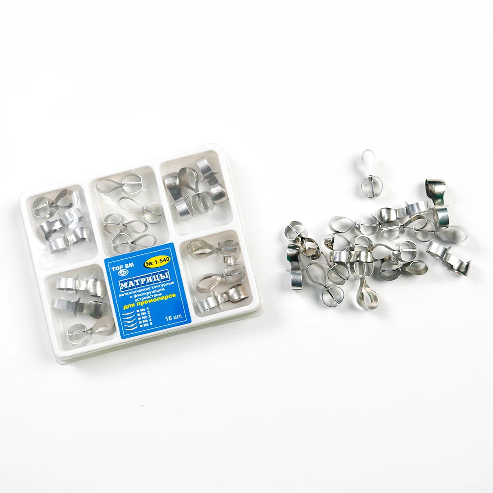 Stainless Steel Manual Dental Molar Premolar Contoured Matrices Ring Matrix Band with Clamps