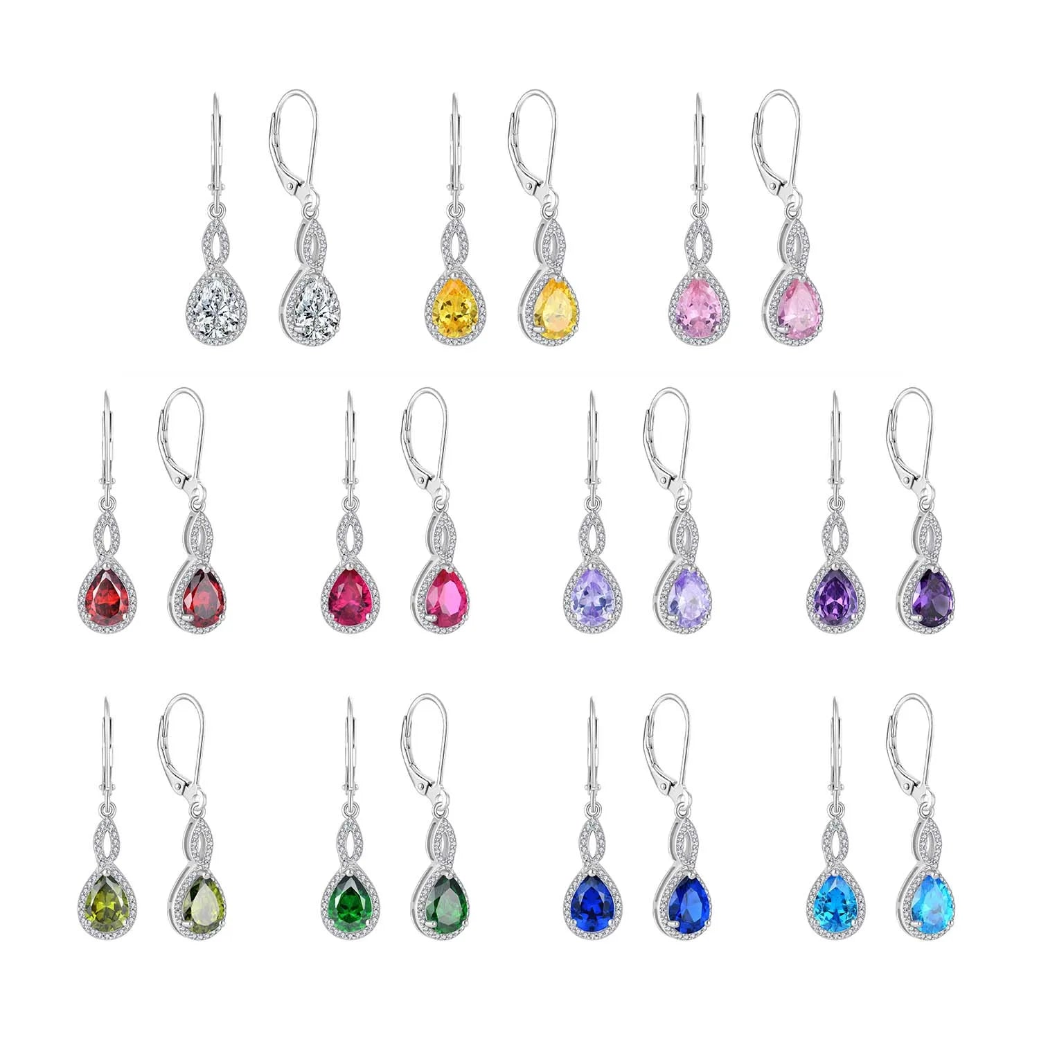 QINGXIN 925 Sterling Silver Mother's Day Gift Party Jewellery Luxury Zircon Gemstone Hoop & Huggie Drop Earrings Women