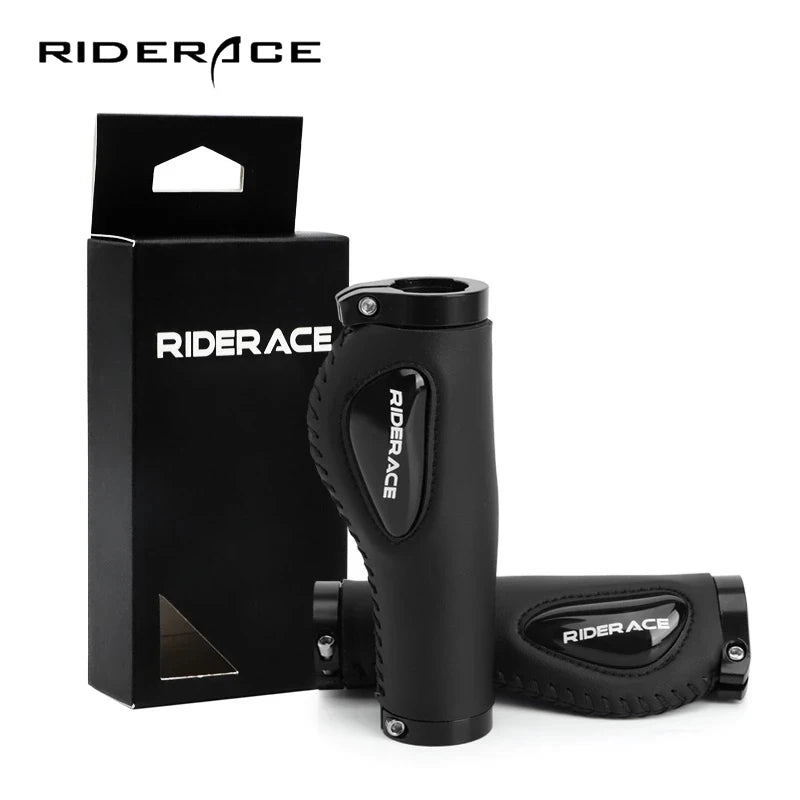RIDERACE Bicycle Fiber Leather Handlebar Grips Bike Non-slip Aluminum Lock Handle Bar MTB Liquid Silicone Palm Rest Grips Cover