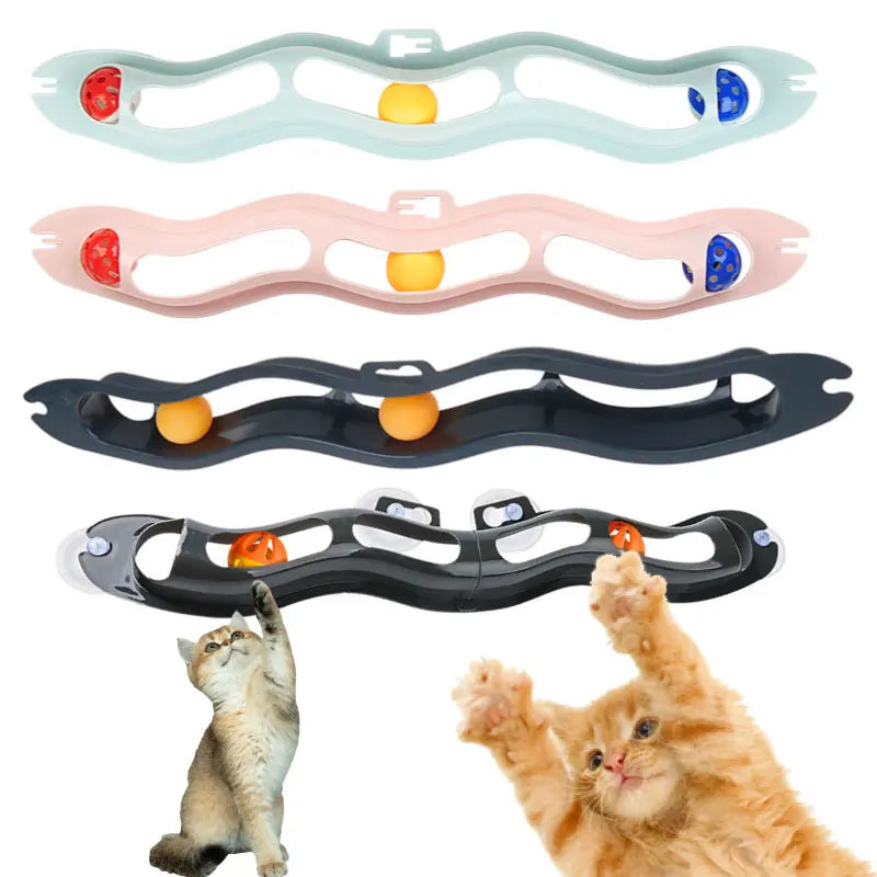 New Arrival Cat Track Ball Windows  Suckers Waves Collapsible Track Bell Ball  Suction Cup Ball Cat Toys