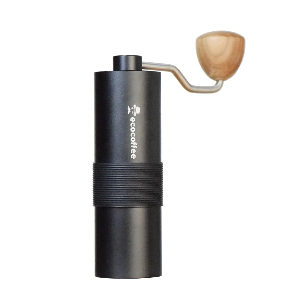 Wooden Grip Hot Sale Coffee Mill Space Aluminium Coffee Bean Grinder Stainless Steel Burr Core Adjustable Manual Coffee Grinder