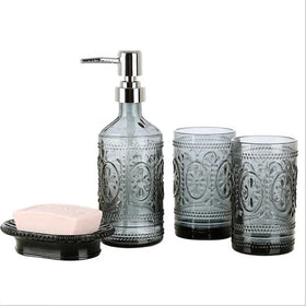 Set of 4 Luxury Colored Glass Foaming Soap Dispenser Bathroom Glass Accessories