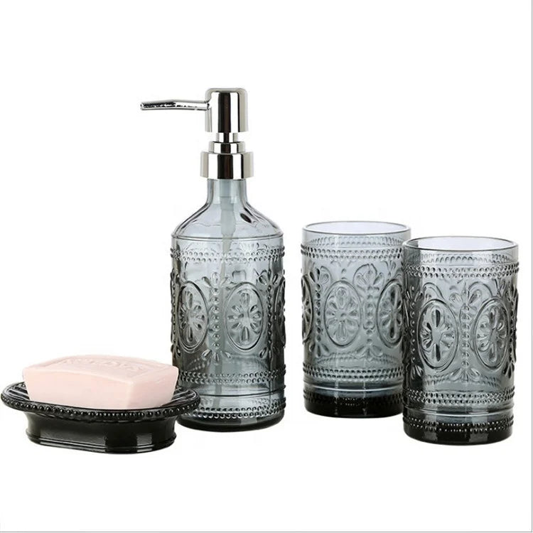 Set of 4 Luxury Colored Glass Foaming Soap Dispenser Bathroom Glass Accessories
