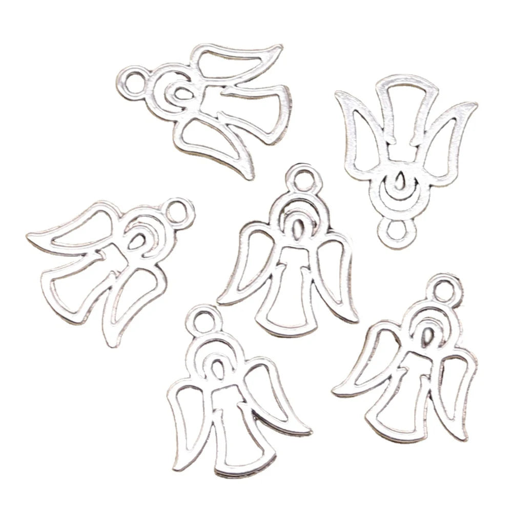 DIY Making Findings Handmade Tibetan Jewelry Hollow Guardian Angel 20x12mm Antique Bronze Silver Color Charms Pendant