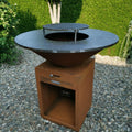 Corten Metal Fire Pit with Korean Style Steel BBQ Set Garden Cooking Furniture Including Barbecue Grill