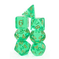 Custom Dnd Polyhedral Dice Set Rpg 7 Transparent Green Blue D4 D6 D8 D10 D12 D20 Gemstone Dices Gold Number for Funny Table Game MegaBDM