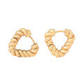 Minimalist Jewelry 18K Gold Plated Stainless Steel Chunky Thick Heart Shape Twisted Hoop Earrings for Women Girls