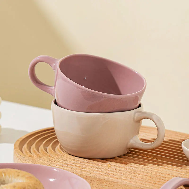 Nordic-style Large-capacity Chubby Breakfast Cup Solid-colored Irregular Mug