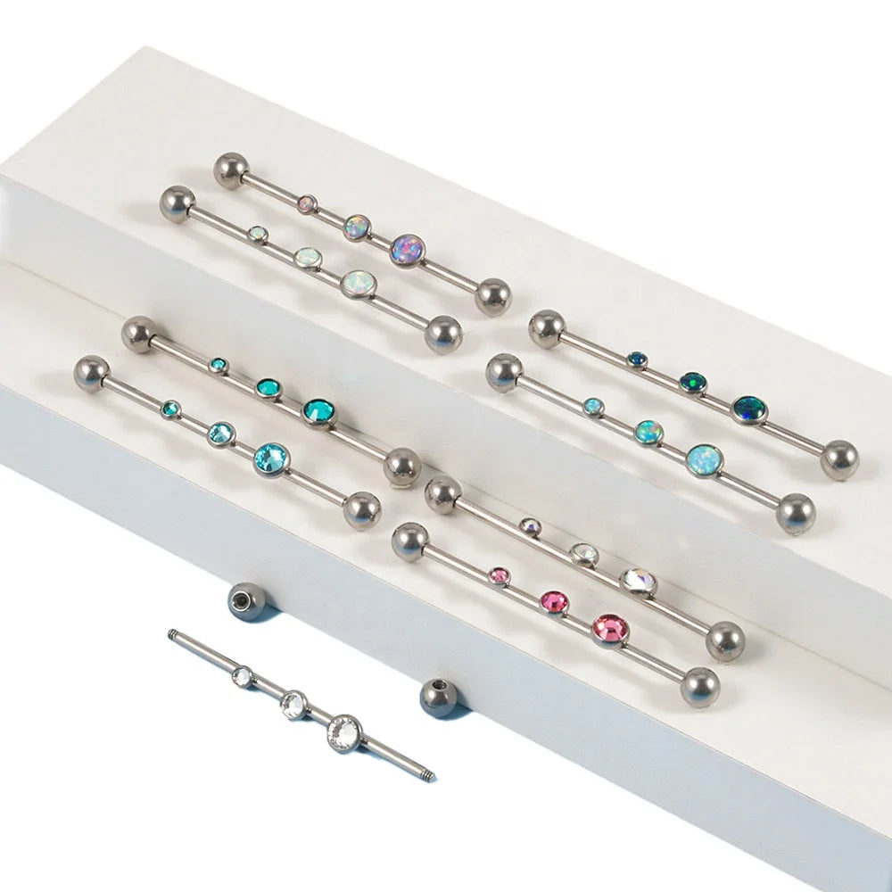 Gaby Jewelry's New G23 Titanium with Opal External Thread Barbell Fashion Body Piercing by ASTM-F136 Ear Piercing Jewelry
