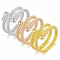 Popular Hot Sale Stainless Steel Jewelry Adjustable Twisted Wire Loop Open Cable Rings for Women Titanium Steel Twist Open Ring