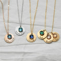 Personalized Gift Stainless Steel 12 Birthstone Round Plate Disc DIY Engrave Name Necklace