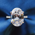 Simple Rings Jewelry Women Oval Cut 10*14mm Cubic Zirconia 925 Sterling Silver Promise Rings