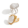 G4031 Wholesale Big Baroque Simulated Pearls Open Ring Stainless Steel 18k Gold Plated Adjustable Ring for Women Jewelry
