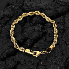 Hot Selling Punk Rope Chain Bracelet Gold Silver Plated Stainless Steel Twist Chain Bracelet for Women Men