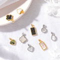14K Gold Plated White Shell Pendant DIY love Four-leaf Clover Rectangular Single Pendant Necklace Earrings Bracelet Accessories