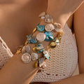 Fashion Jewelry Bracelets Bangles Charm Stainless Steel Ocean Shell Starfish Irregular Shapes Women's Pearl Bracelets