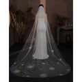 QUEENS GOWN Ivory One-Layer Simple Long Train Bridal Veils Flower Accessories for Bridal Wedding Dress