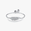925 Sterling Silver Fine Jewelry Sparkling Simple Leaf Clear Cubic Zirconia Adjustable Link Chain Rings for Women
