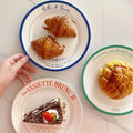 Korean INS French Simple Round Ceramic Plate Breakfast Dessert Plate High Temperature Resistant