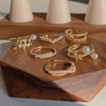 Gold Plated Color Alloy Material Pearl Index Finger Ring Opening Adjustable Rings for Women