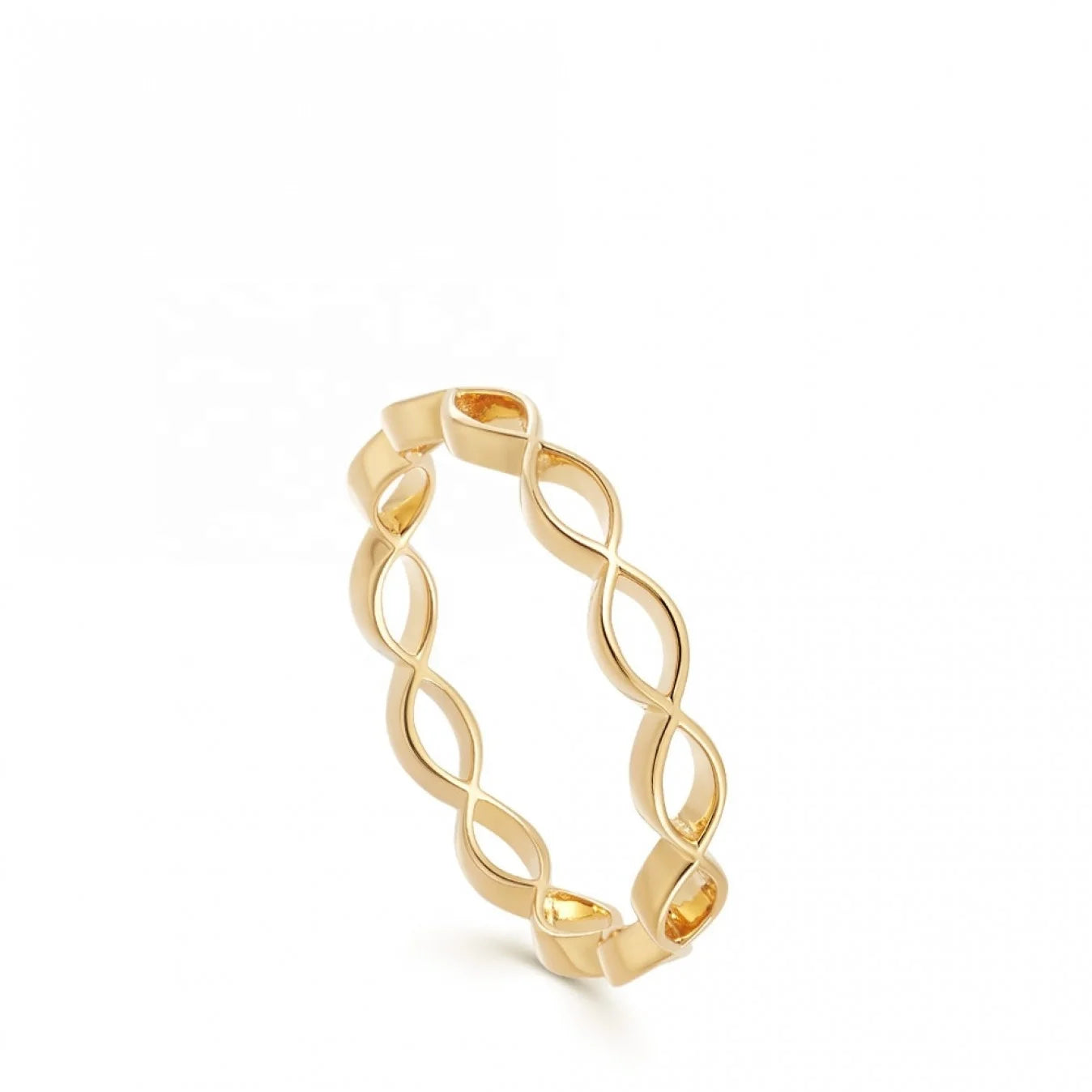 LOZRUNVE 925 Sterling Silver Plain Evil Eye Stacking Gold Vermeil Ring Women
