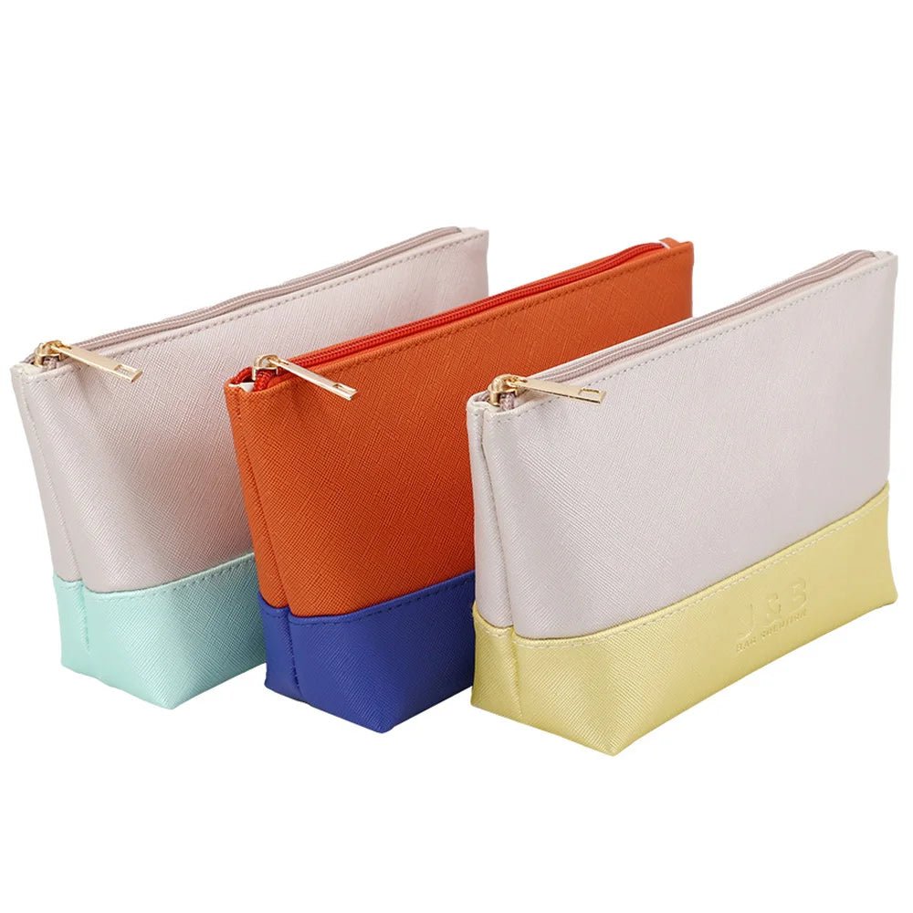 Personalized Customization PU Leather Cosmetic Toiletry Bag Zippered Luxury Eco Makeup Packaging Pouch for Girls