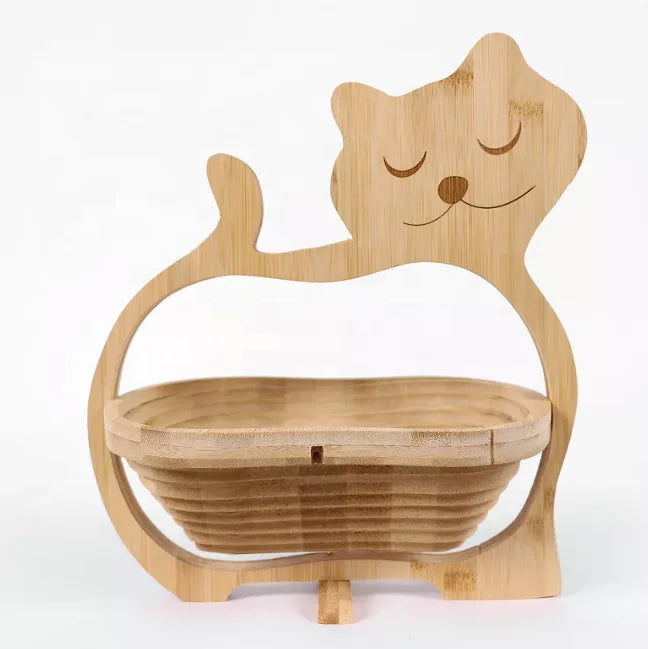Creative Handcraft Bamboo Fruit Basket and Bamboo Folding Wooden Fruit Basket